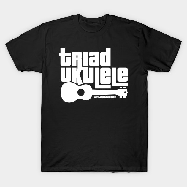 Triad Ukulele Logo White T-Shirt by Sara Howard